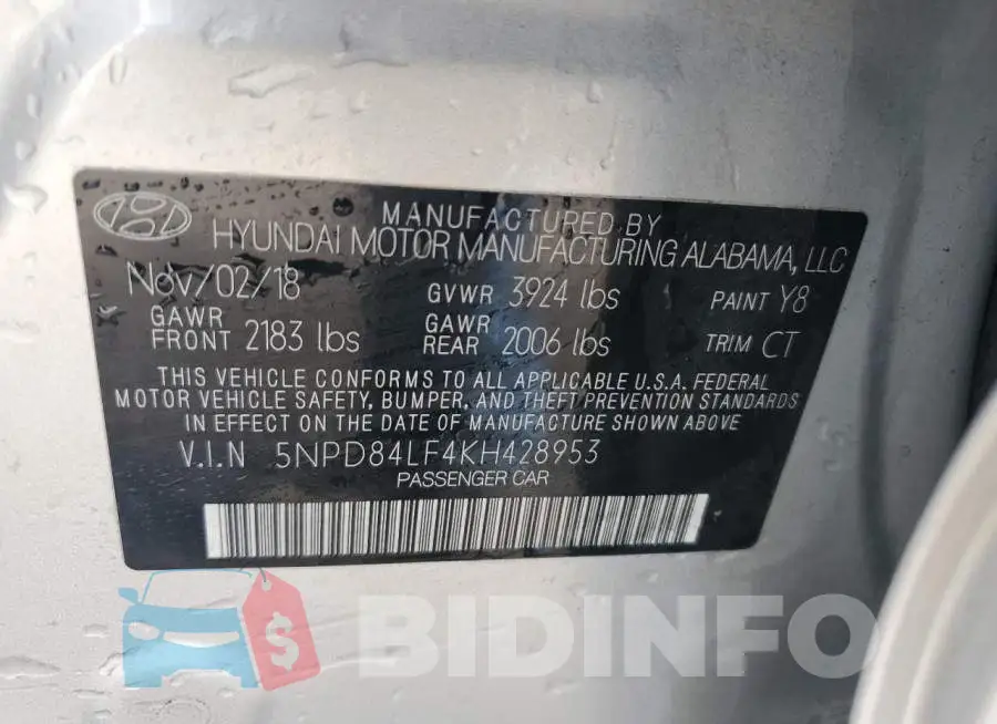 5NPD84LF4KH428953 Photo# 13