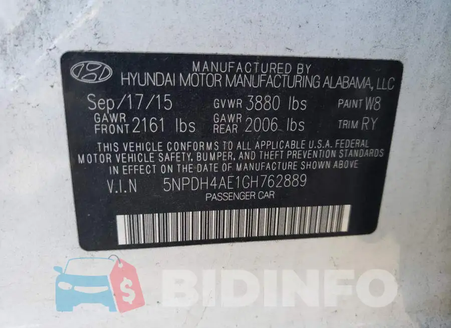 5NPDH4AE1GH762889 Photo# 12