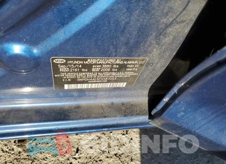 5NPDH4AE6FH587053 Photo# 12
