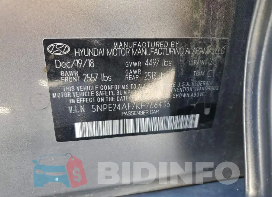 5NPE24AF7KH766436 Photo# 13