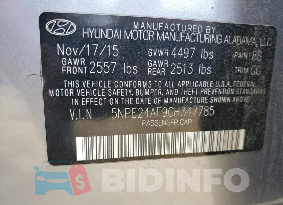 5NPE24AF9GH347785 Photo# 13
