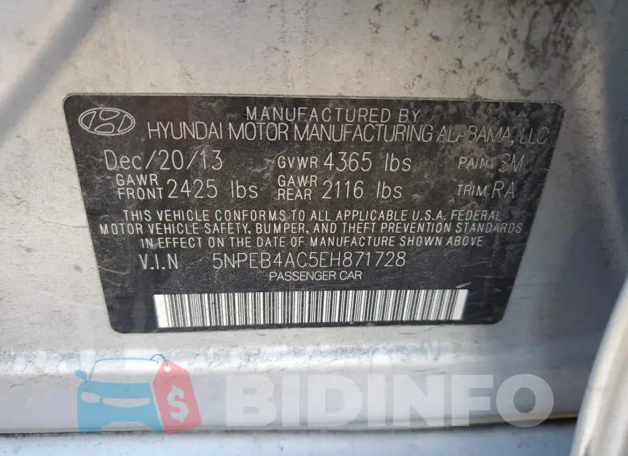 5NPEB4AC5EH871728 Photo# 13