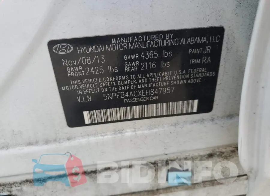 5NPEB4ACXEH847957 Photo# 13