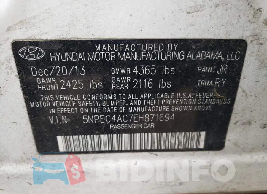 5NPEC4AC7EH871694 Photo# 12