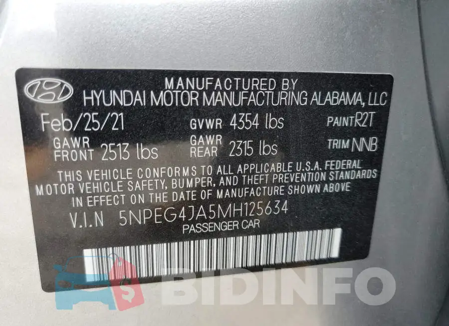 5NPEG4JA5MH125634 Photo# 12