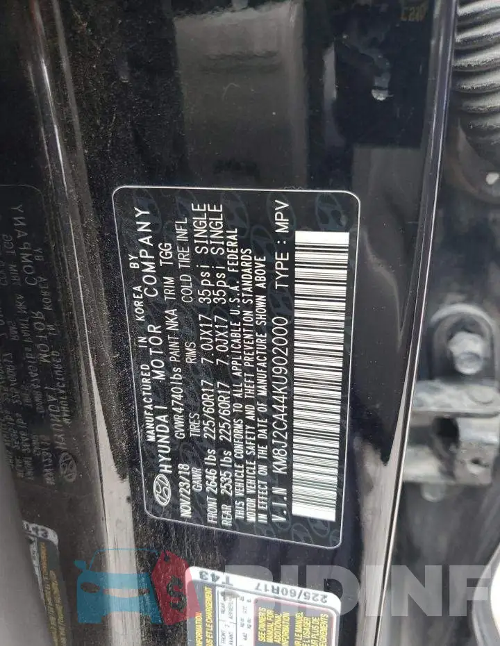 KM8J2CA44KU902000 Photo# 13