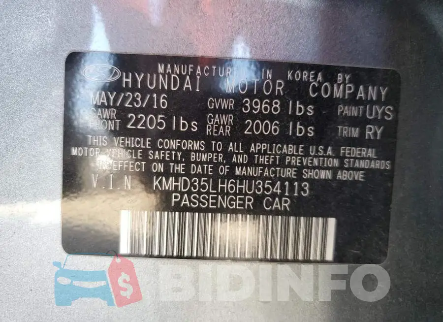 KMHD35LH6HU354113 Photo# 12