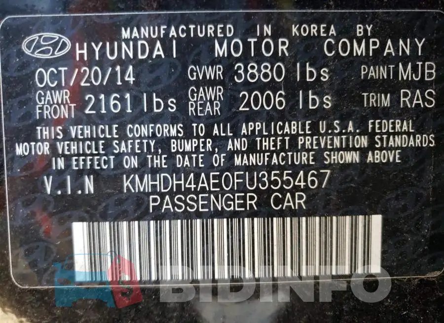 KMHDH4AE0FU355467 Photo# 13