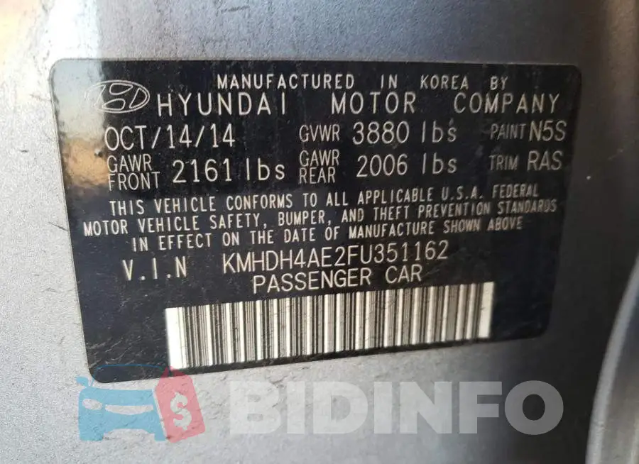 KMHDH4AE2FU351162 Photo# 12