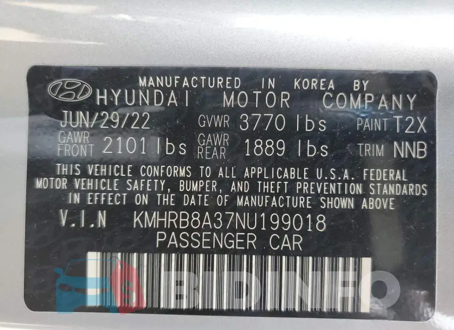 KMHRB8A37NU199018 Photo# 13