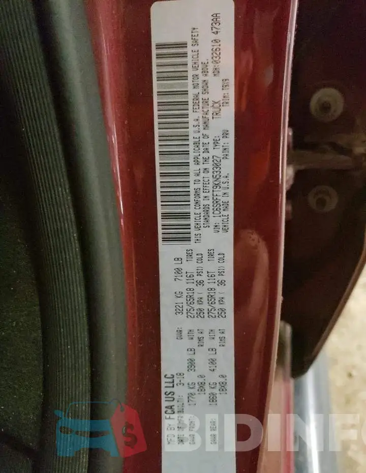 1C6SRFFT9KN533027 Photo# 12