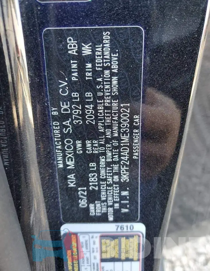 3KPF24AD1ME390021 Photo# 13