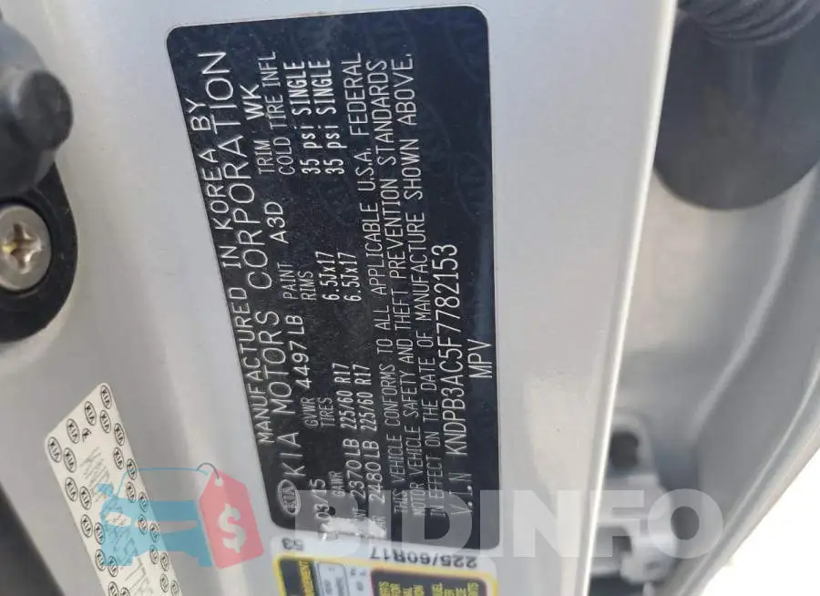 KNDPB3AC5F7782153 Photo# 13