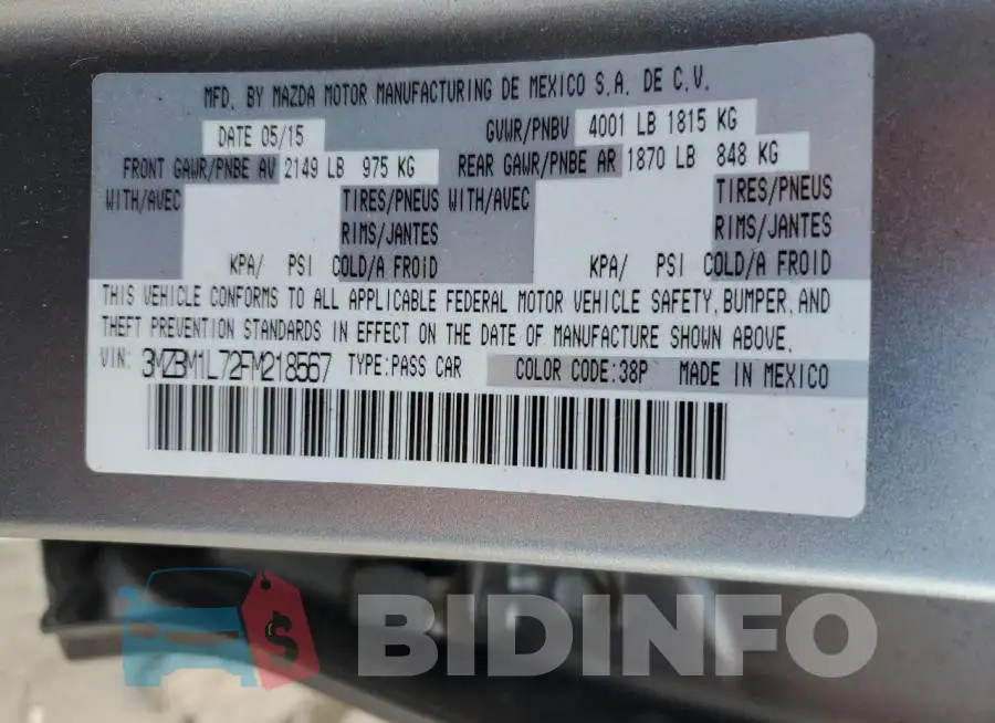 3MZBM1L72FM218567 Photo# 12