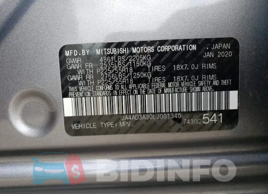JA4AD3A30LJ001340 Photo# 13