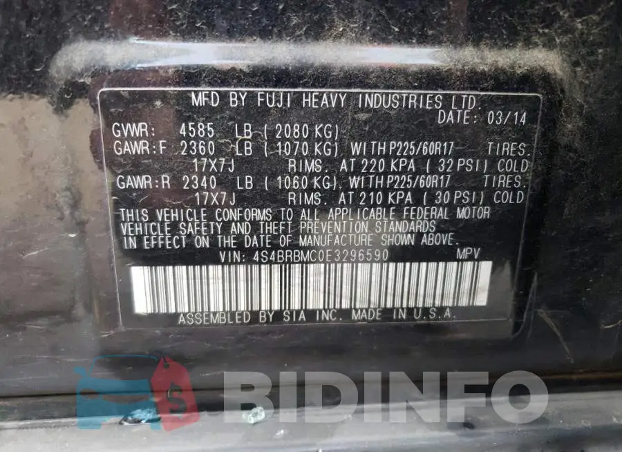 4S4BRBMC0E3296590 Photo# 12