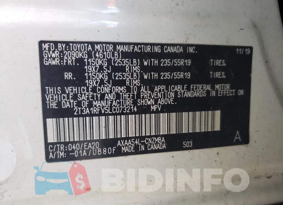 2T3A1RFV5LC073214 Photo# 12