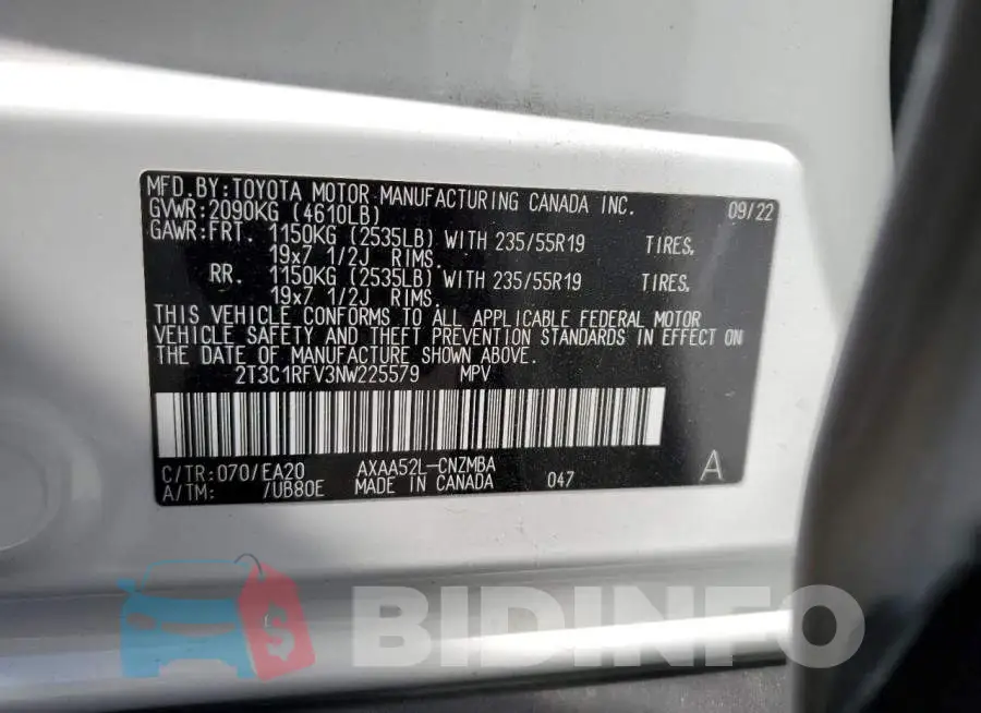2T3C1RFV3NW225579 Photo# 12