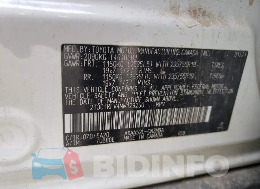 2T3C1RFV4MW129250 Photo# 13