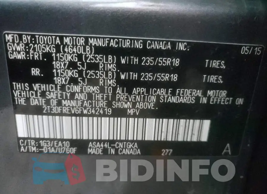 2T3DFREV6FW342419 Photo# 13