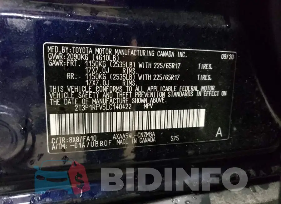 2T3P1RFV5LC140422 Photo# 13