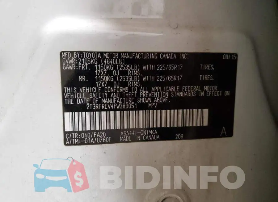 2T3RFREV4FW389051 Photo# 12