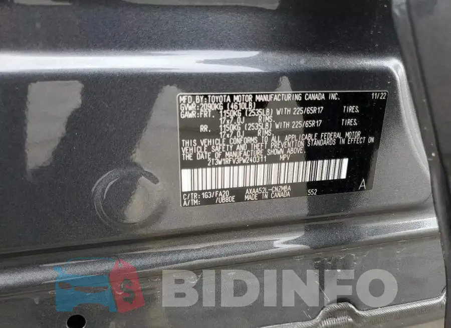 2T3W1RFV3PW240311 Photo# 14