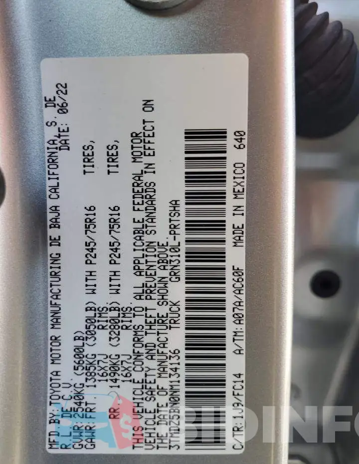 3TMDZ5BN0NM134136 Photo# 12