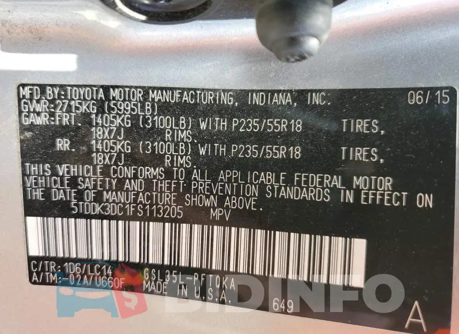 5TDDK3DC1FS113205 Photo# 13