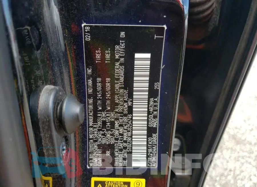 5TDZZRFH8JS254746 Photo# 13