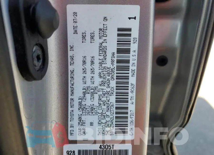 5TFCZ5AN2LX237367 Photo# 12