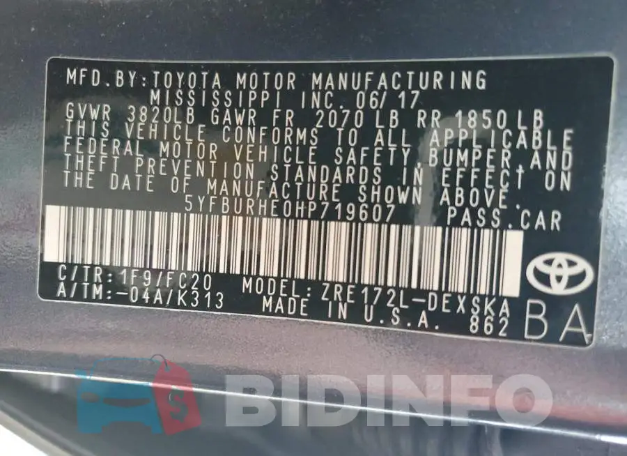 5YFBURHE0HP719607 Photo# 13
