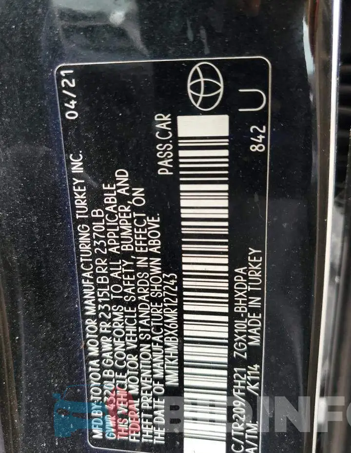 NMTKHMBX6MR127243 Photo# 14
