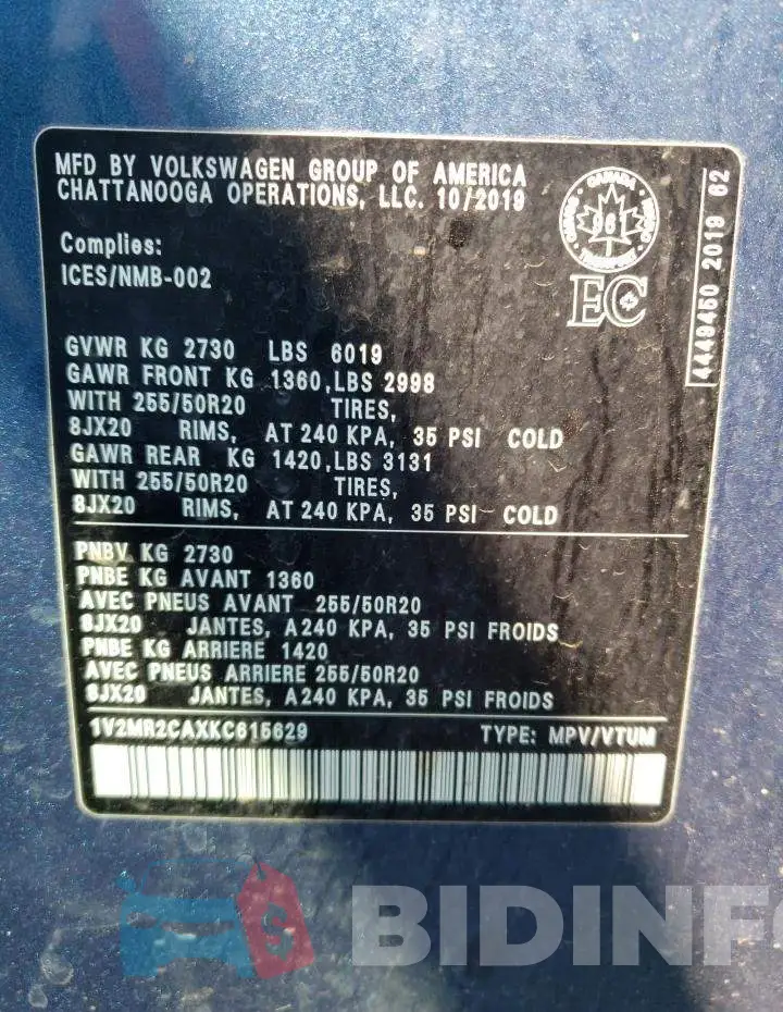 1V2MR2CAXKC615629 Photo# 13