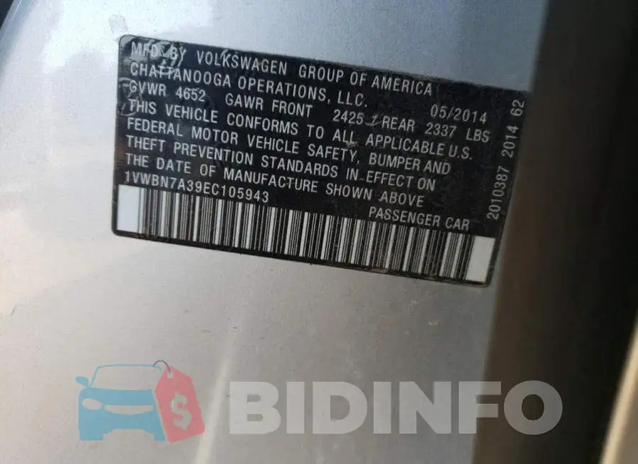 1VWBN7A39EC105943 Photo# 12