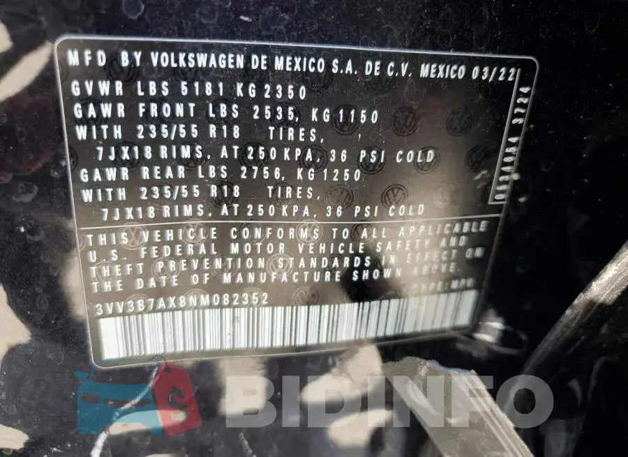 3VV3B7AX8NM082352 Photo# 12