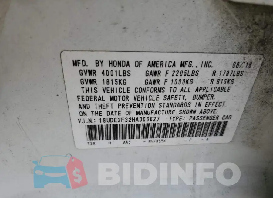 19UDE2F32HA005627 Photo# 13