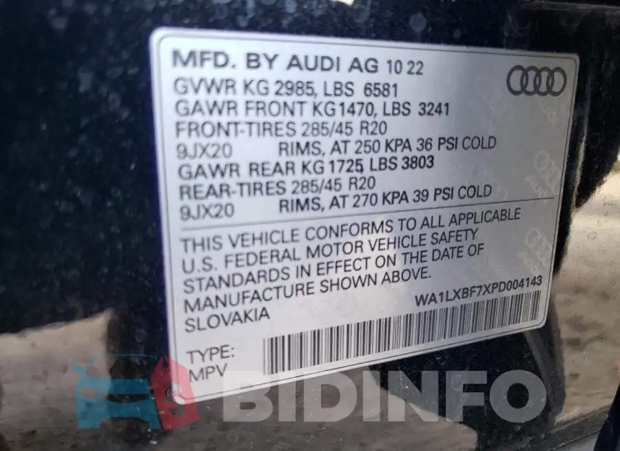 WA1LXBF7XPD004143 Photo# 14