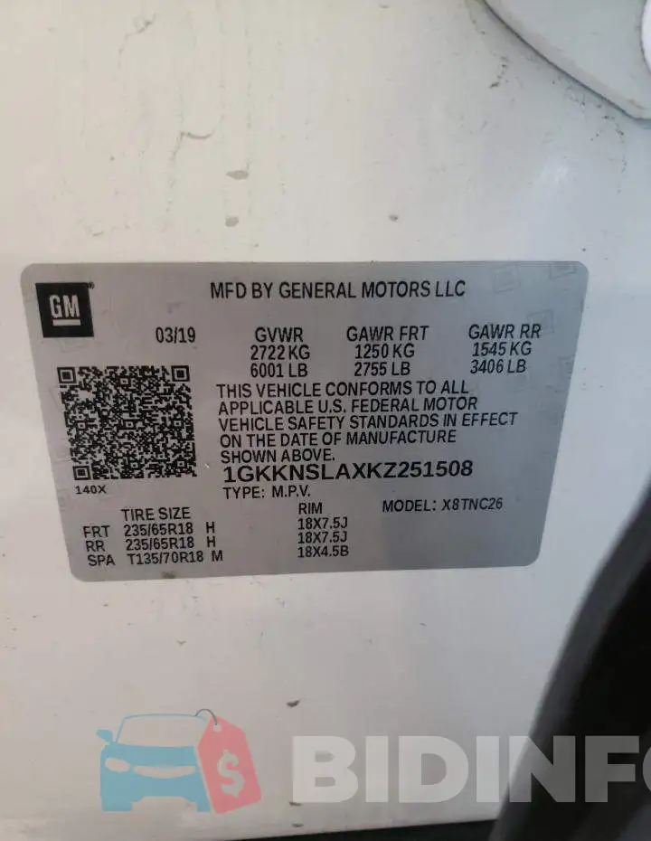 1GKKNSLAXKZ251508 Photo# 13