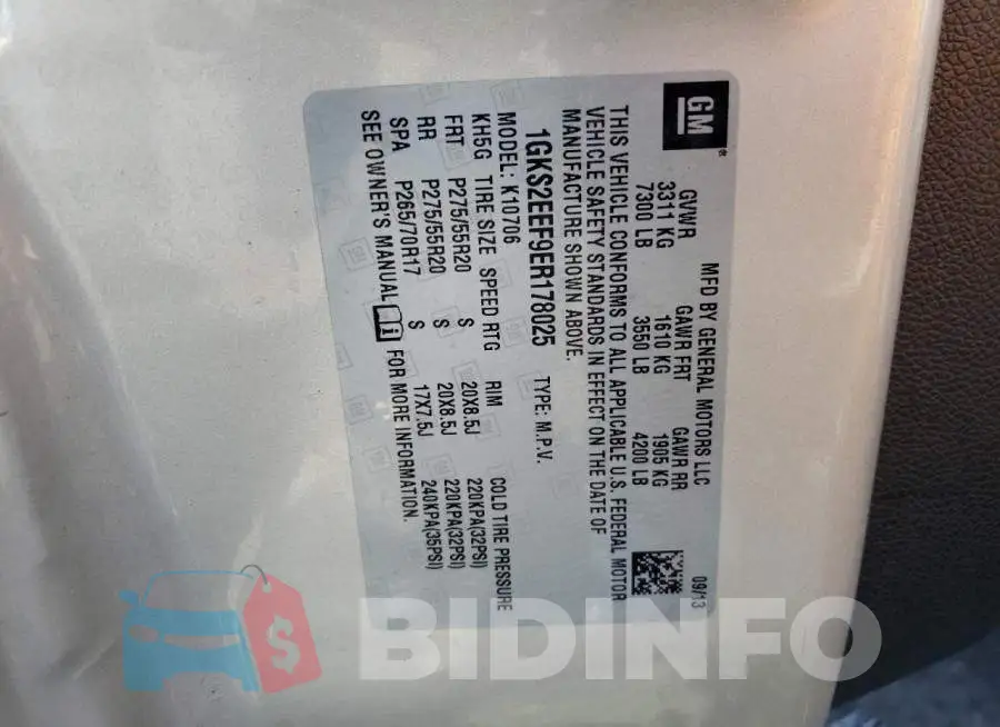 1GKS2EEF9ER178025 Photo# 12