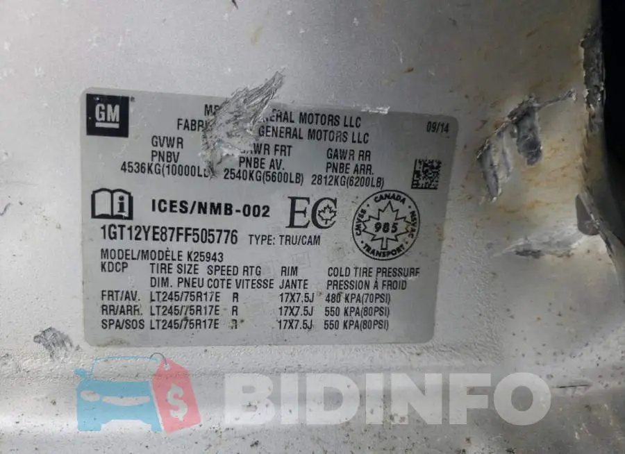 1GT12YE87FF505776 Photo# 13