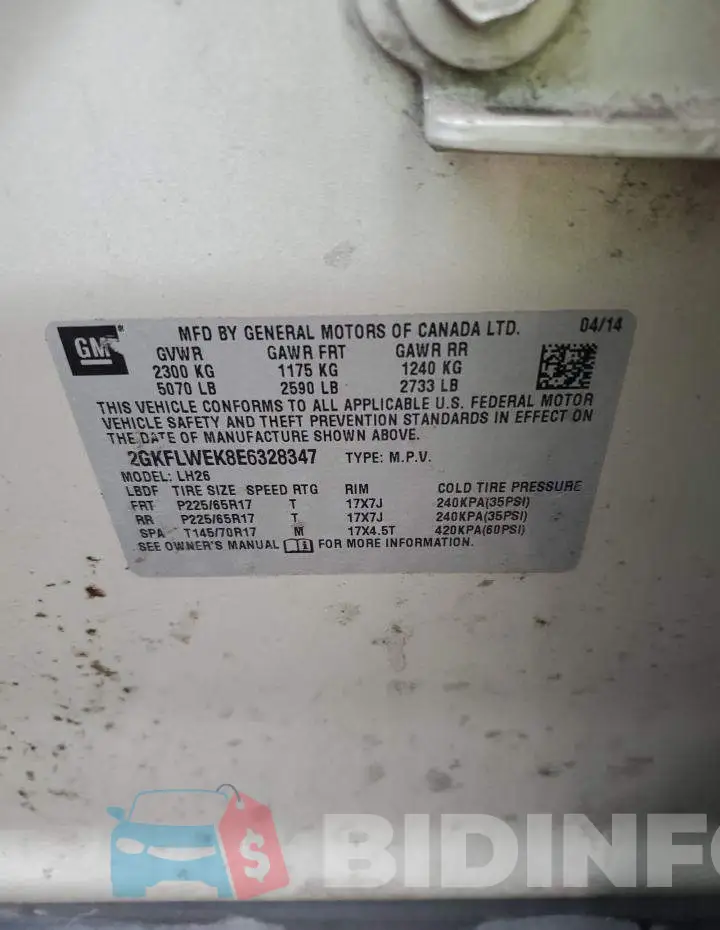 2GKFLWEK8E6328347 Photo# 13
