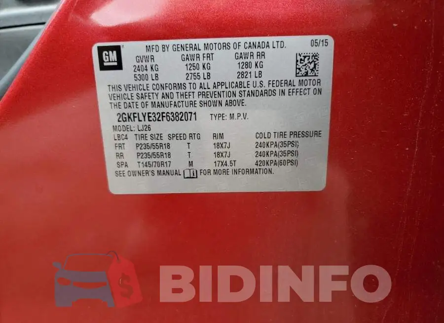 2GKFLYE32F6382071 Photo# 13