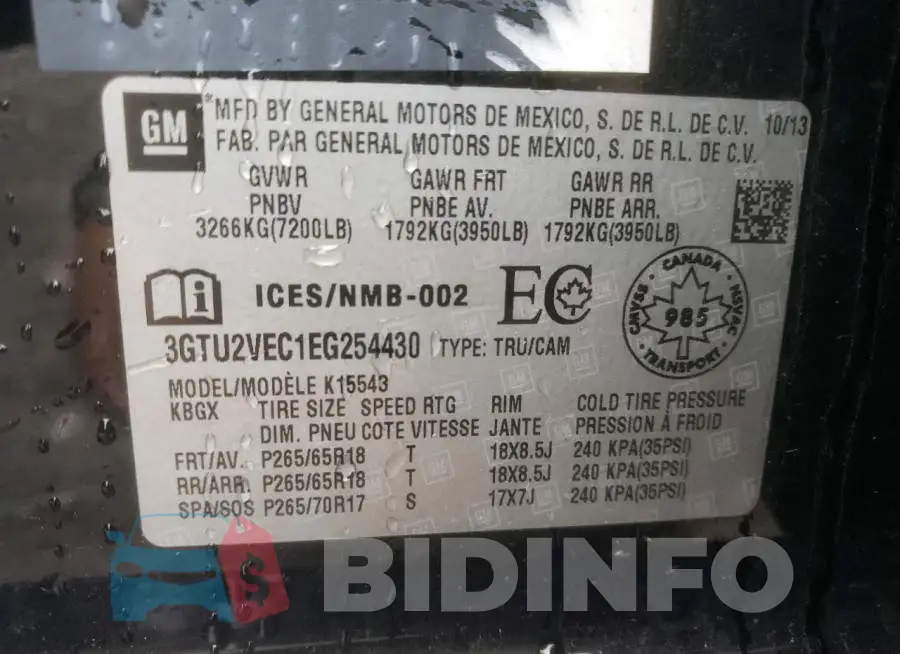 3GTU2VEC1EG254430 Photo# 12