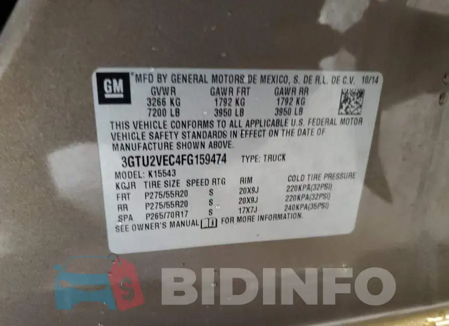 3GTU2VEC4FG159474 Photo# 12