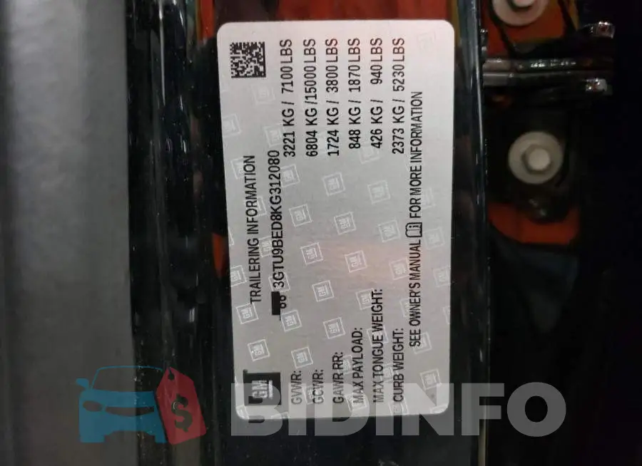 3GTU9BED8KG312080 Photo# 13