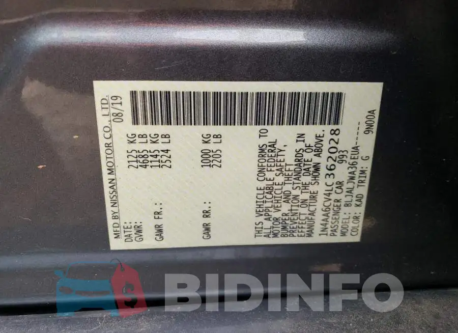 1N4AA6CV4LC362028 Photo# 12