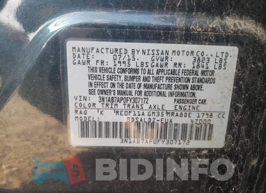 3N1AB7AP0FY307172 Photo# 12