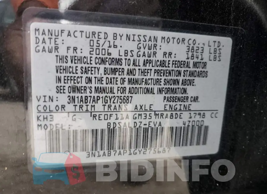 3N1AB7AP1GY275687 Photo# 12