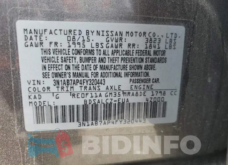 3N1AB7AP4FY320443 Photo# 12